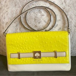 Kate Spade New York Houston Street Exotic Leather yellow and cream Crossbody